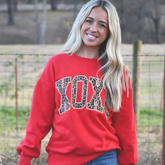 Lulu Mac XOXO Sweatshirt Red Leopard
