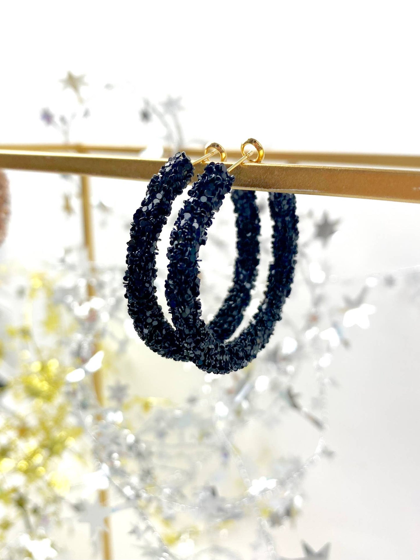 Glitter Hoops: Pink/Purple Confetti