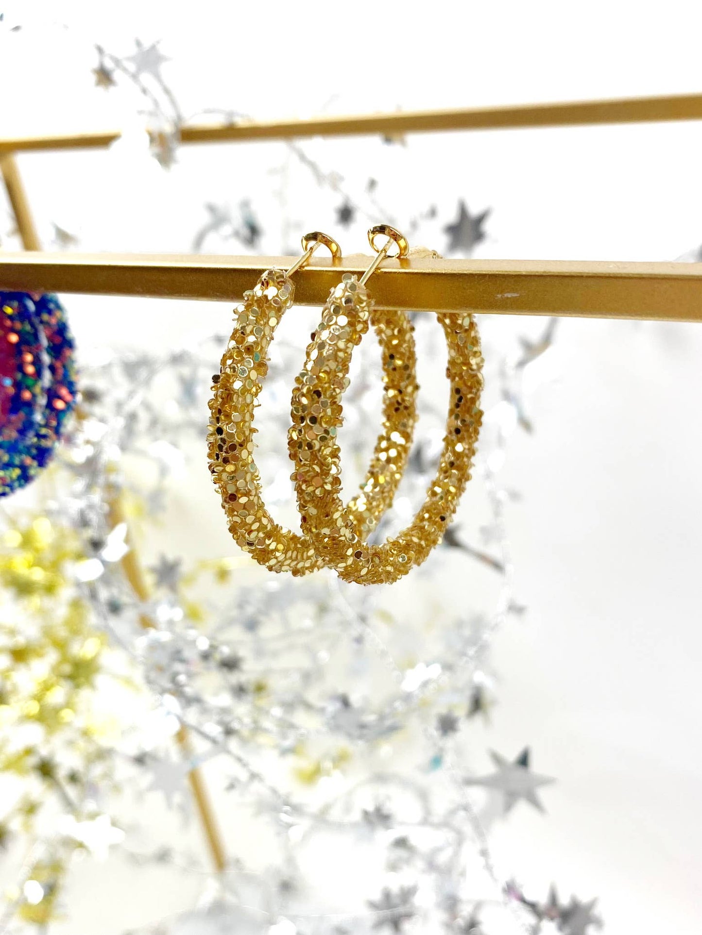 Glitter Hoops: Pink/Purple Confetti