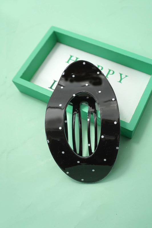 Jumbo Lay Flat Oval Hair Claw Clips Secure Styling : Black