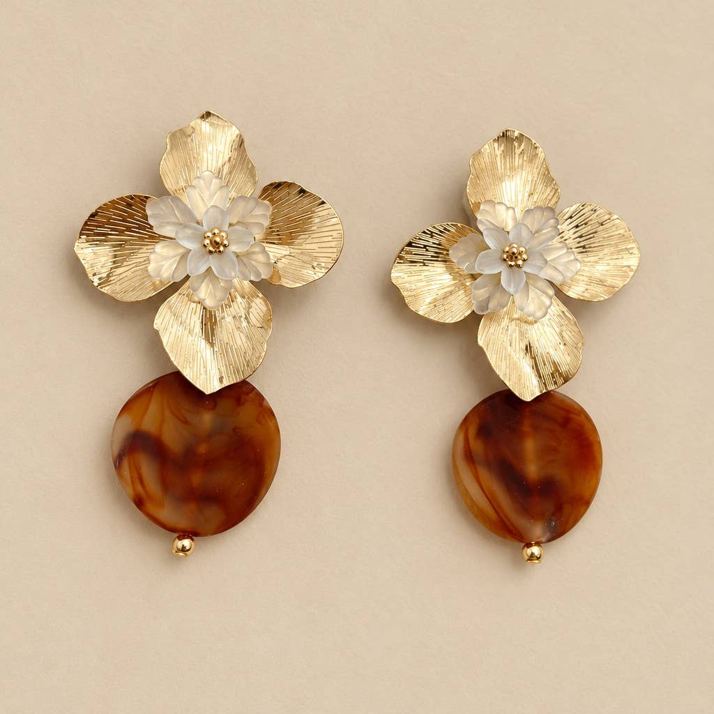 Floral Amber Earrings | GOLD