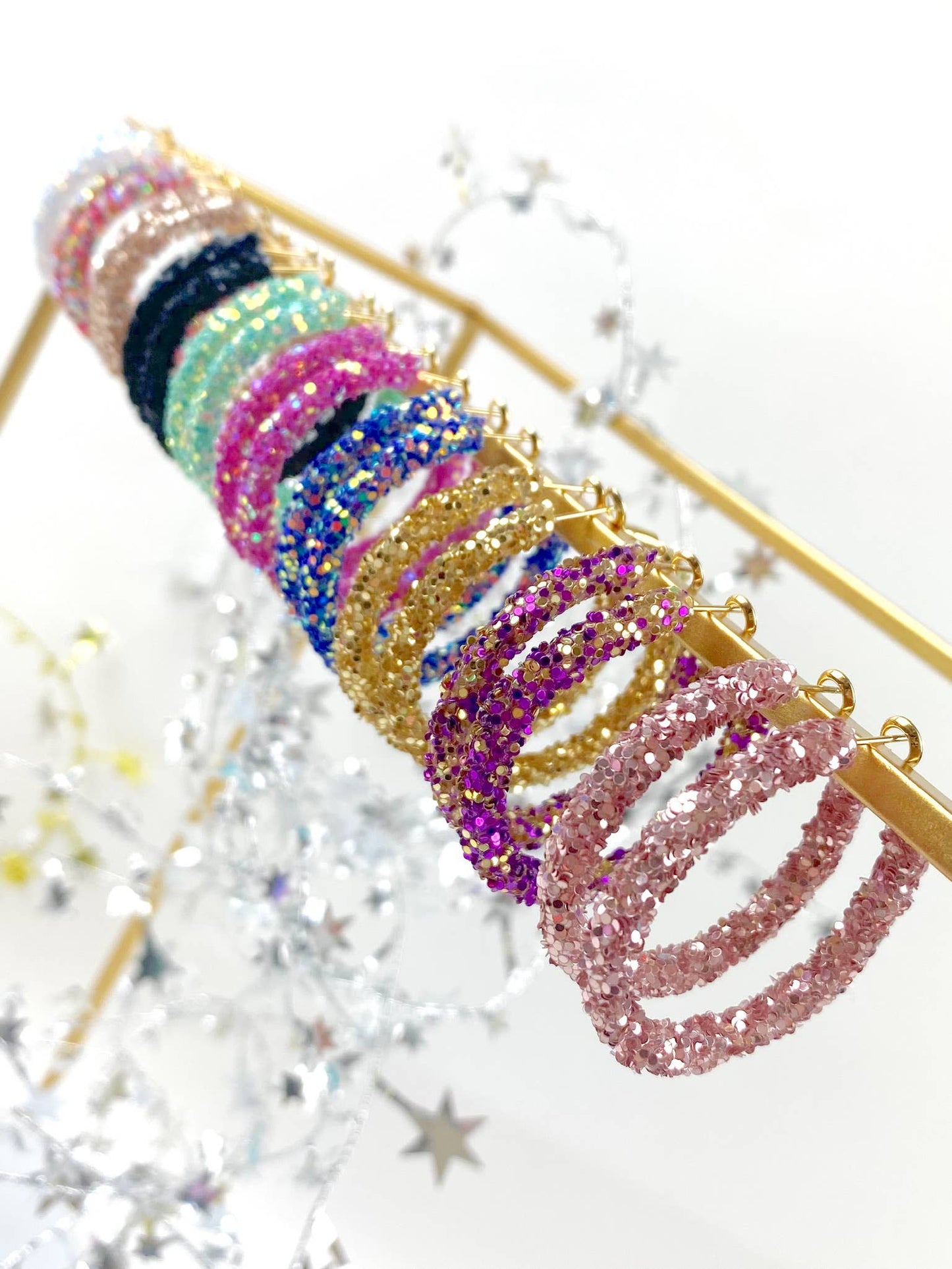 Glitter Hoops: Pink/Purple Confetti