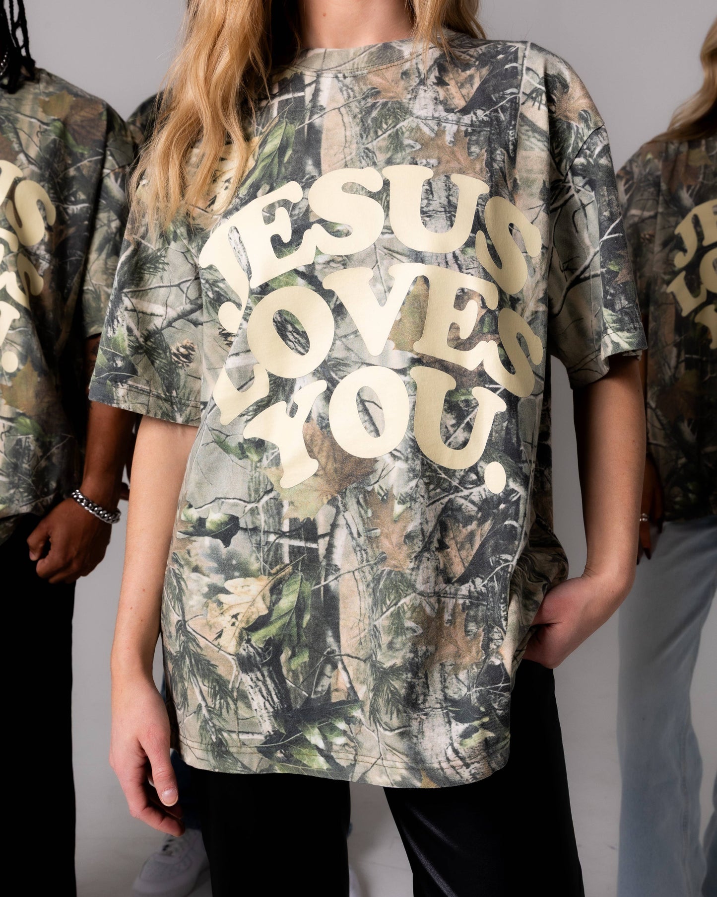 Jesus Loves You Oversized Camo Tee