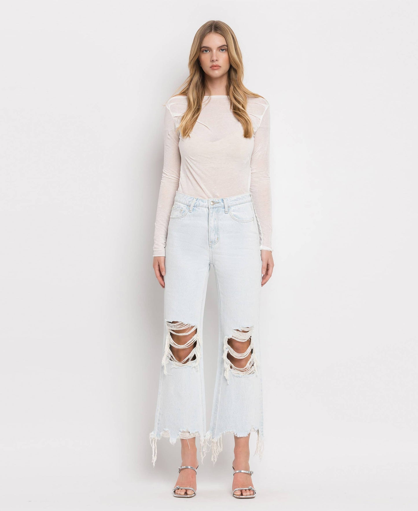 90'S VINTAGE SUPER HIGH RISE CROP FLARE JEANS NASHVILLE MOON