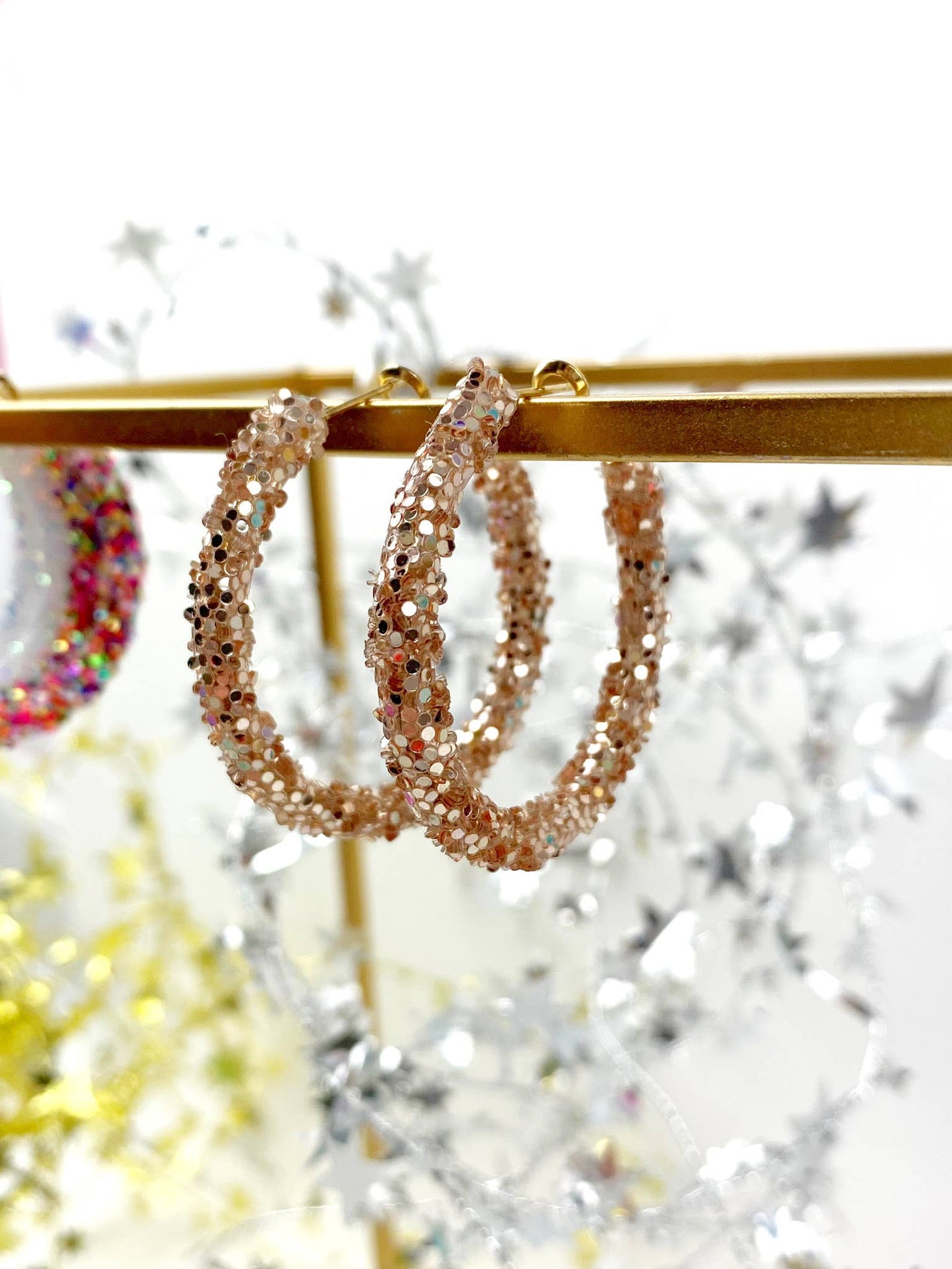 Glitter Hoops: Pink/Purple Confetti
