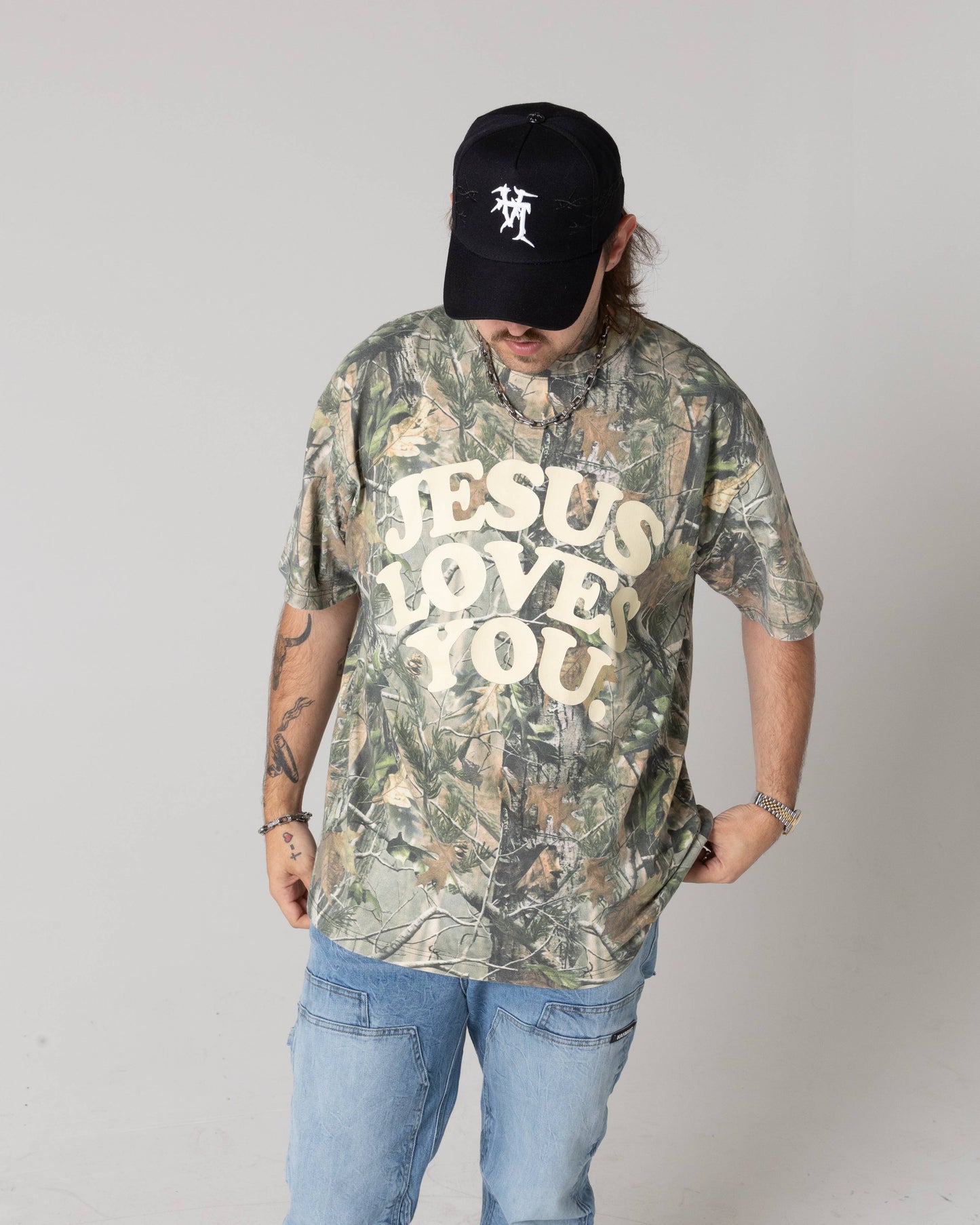 Jesus Loves You Oversized Camo Tee