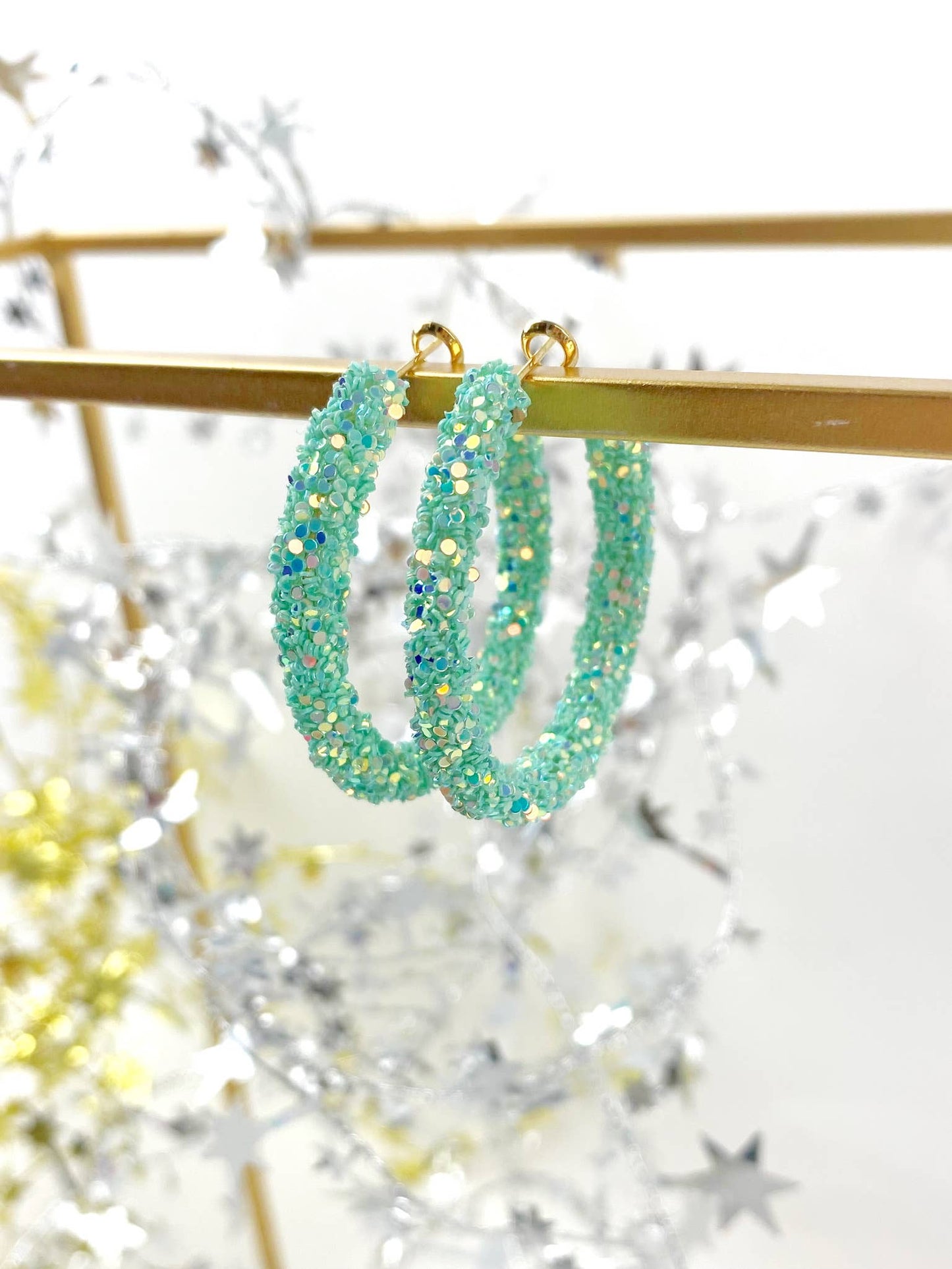 Glitter Hoops: Pink/Purple Confetti