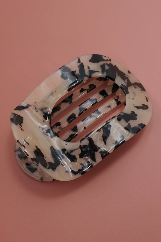 Jumbo Lay Flat Oval Hair Claw Clips Secure Styling | TORT CREAM