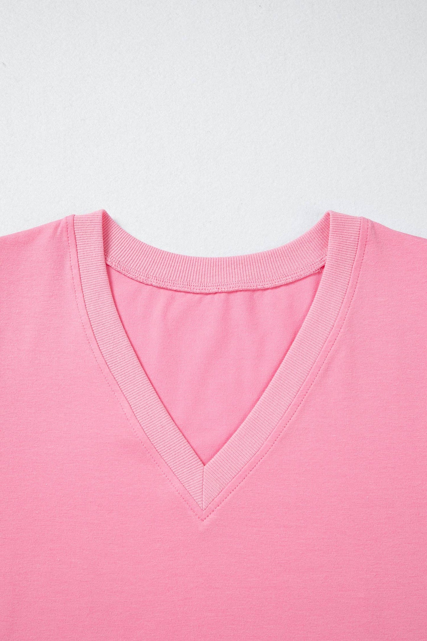 Bonbon Solid Color V Neck Short Puff Sleeve Blouse