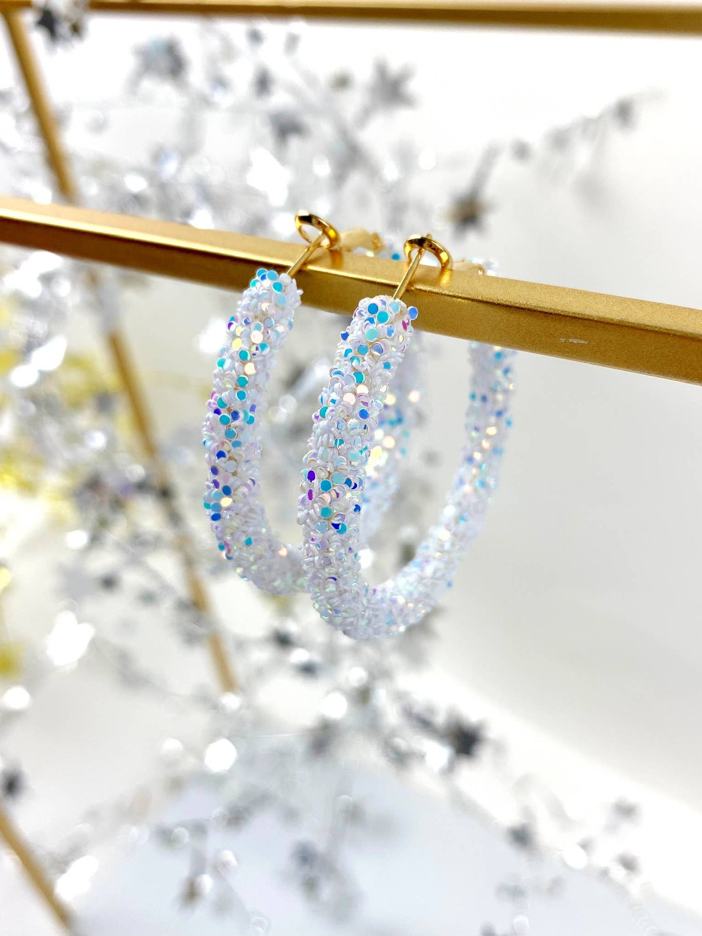 Glitter Hoops: Pink/Purple Confetti