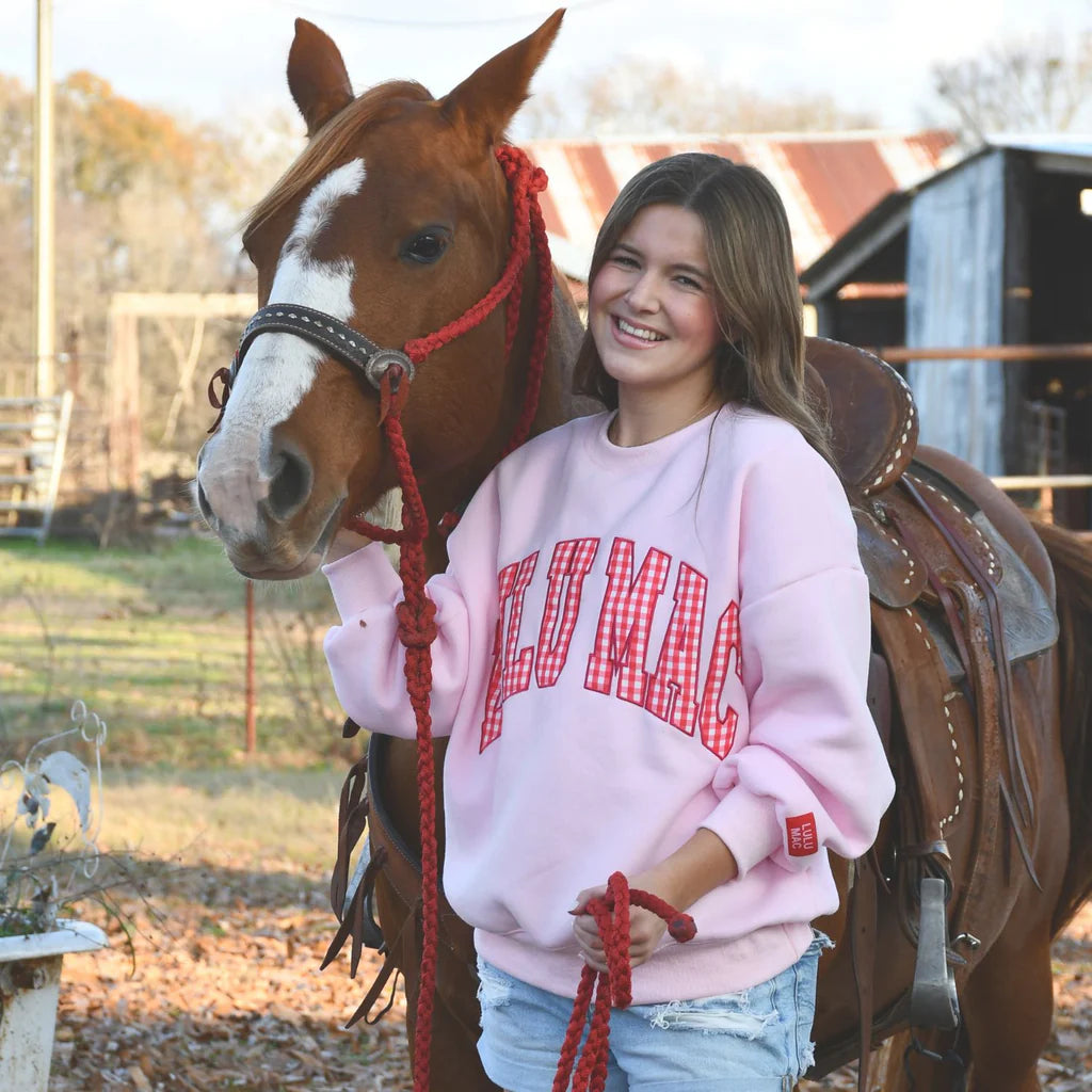 Lulu Mac Pink with Red Gingham Sweatshirt